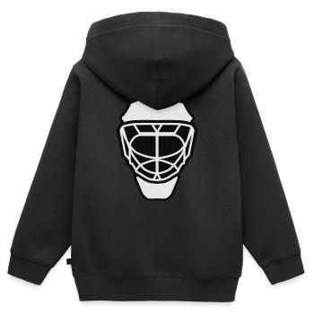 Hockey Masque neutre bicolore - Sweat Premium à capuche zippé enfant bio - noir - Dos - AI Model Kid Male (0cm)