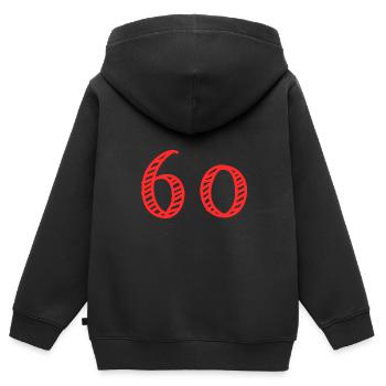 60 JAHRE. 60-jähriges JUBILÄUM. JUBILÄUM 60 JAHRE. 60 - Kinder Premium Organic Zip Hoodie - Schwarz - Hinten - AI Model Kid Male (0cm)