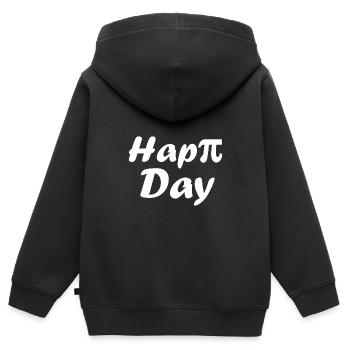 Hap pi day - Sweat Premium à capuche zippé enfant bio - noir - Dos - AI Model Kid Male (0cm)