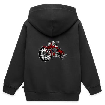 Moto Old School - Sweat Premium à capuche zippé enfant bio - noir - Dos - AI Model Kid Male (0cm)
