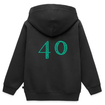 40 JAHRE. 40-jähriges JUBILÄUM. JUBILÄUM 40 JAHRE. 40 - Kinder Premium Organic Zip Hoodie - Schwarz - Hinten - AI Model Kid Male (0cm)