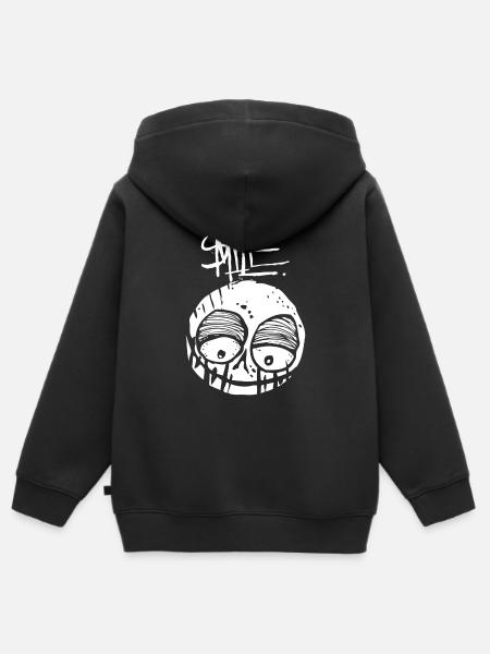 Smile - Kinder Premium Organic Zip Hoodie - Schwarz