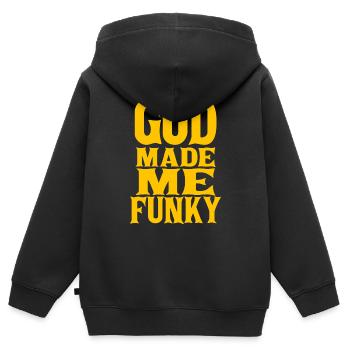 Dieu m'a fait Funky Funky DJ Dieu a fait - Sweat Premium à capuche zippé enfant bio - noir - Dos - AI Model Kid Male (0cm)