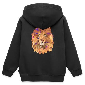 Löwe - Kinder Premium Organic Zip Hoodie - Schwarz - Hinten - AI Model Kid Male (0cm)