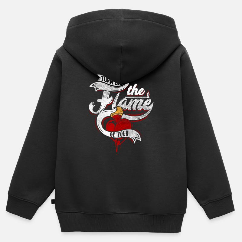 flamme - Sweat Premium à capuche zippé enfant bio - noir