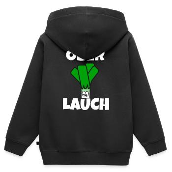 Ober Lauch | Lauch | Muskelmann - Kinder Premium Organic Zip Hoodie - Schwarz - Hinten - AI Model Kid Male (0cm)
