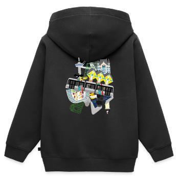 Autour de Rotterdam - Sweat Premium à capuche zippé enfant bio - noir - Dos - AI Model Kid Male (0cm)