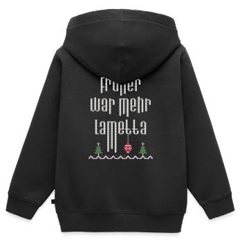Früher war mehr Lametta, Spruch, Ugly Christmas - Kinder Premium Organic Zip Hoodie - Schwarz - Hinten - AI Model Kid Male (0cm)