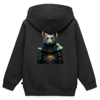Chien en armure médiévale - Sweat Premium à capuche zippé enfant bio - noir - Dos - AI Model Kid Male (0cm)