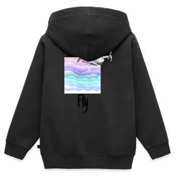 Fly Drohne Drone Pilot Wolke wolken - Kinder Premium Organic Zip Hoodie - Schwarz - Hinten - AI Model Kid Male (0cm)
