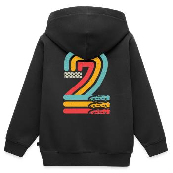 2. Geburtstag Rennwagen 2 Jahre alt Rennauto - Kinder Premium Organic Zip Hoodie - Schwarz - Hinten - AI Model Kid Male (0cm)