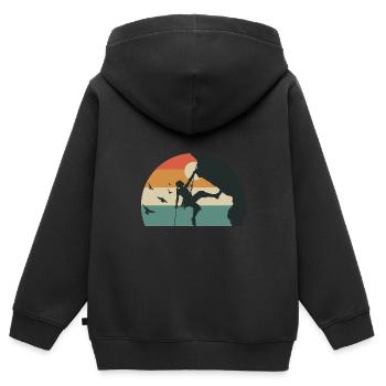CLIMB Klettern Klettern Frau - Kinder Premium Organic Zip Hoodie - Schwarz - Hinten - AI Model Kid Male (0cm)