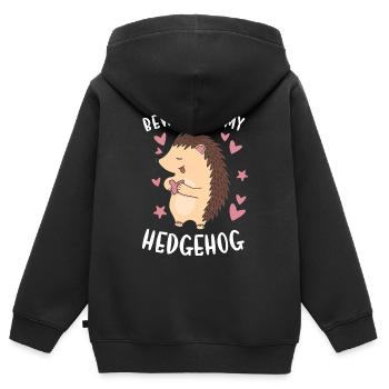 Hedgie Beware Of My Hedgehog - Kids Premium Organic Zip-up Hoodie - black - Back - AI Model Kid Male (0cm)