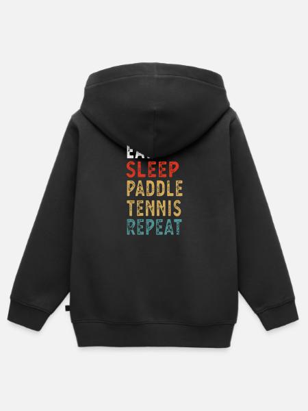 Eat Sleep Paddle Tennis Repeat Funny Player Gift - Premium børne zip-hættetrøje økologisk - sort