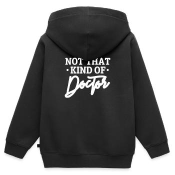 Nicht diese Art von Doktor, PhD, Doktor, Doktor - Kinder Premium Organic Zip Hoodie - Schwarz - Hinten - AI Model Kid Male (0cm)
