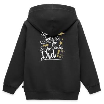 She Believed She Could So She Did Graduation Ladie - Kids Premium Organic Zip-up Hoodie - black - Back - AI Model Kid Male (0cm)