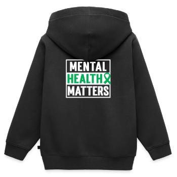 Psychische Gesundheit ist wichtig | Bewusstsein für psychische Gesundheit - Kinder Premium Organic Zip Hoodie - Schwarz - Hinten - AI Model Kid Male (0cm)