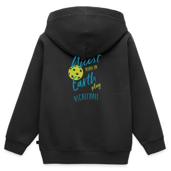 Lustiger Pickleball-Satz, Freundschaften, Pickleball - Kinder Premium Organic Zip Hoodie - Schwarz - Hinten - AI Model Kid Male (0cm)