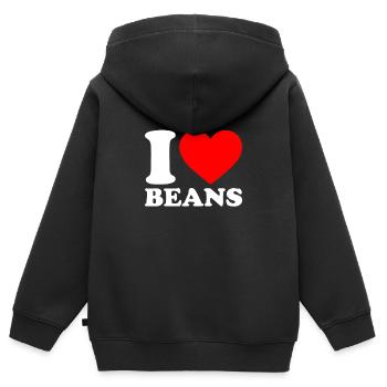 J’adore les haricots - Sweat Premium à capuche zippé enfant bio - noir - Dos - AI Model Kid Male (0cm)