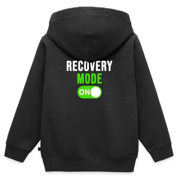 Mode de récupération sur un tee de blessure amusante - Sweat Premium à capuche zippé enfant bio - noir - Dos - AI Model Kid Male (0cm)