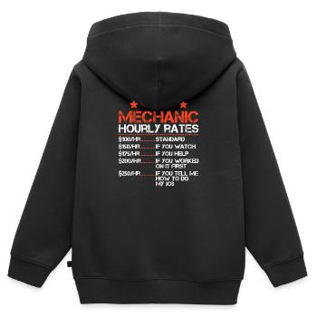 Lustige Mechaniker Stundensatz Arbeitssätze - Kinder Premium Organic Zip Hoodie - Schwarz - Hinten - AI Model Kid Male (0cm)