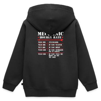 Mechaniker Stundensatz Lustiges Auto Motorrad Arbeit - Kinder Premium Organic Zip Hoodie - Schwarz - Hinten - AI Model Kid Male (0cm)