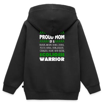 Fière maman du ruban de sensibilisation du guerrier de la scoliose - Sweat Premium à capuche zippé enfant bio - noir - Dos - AI Model Kid Male (0cm)