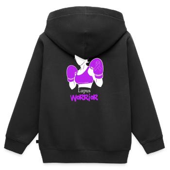 Lupus-Bewusstsein für Frauen, Lupus-Bewusstsein - Kinder Premium Organic Zip Hoodie - Schwarz - Hinten - AI Model Kid Male (0cm)