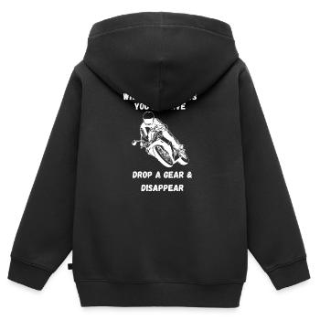 Si la vie vous jette une moto courbe Drôle - Sweat Premium à capuche zippé enfant bio - noir - Dos - AI Model Kid Male (0cm)