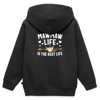 Das Leben im Schlund ist das beste Leben - Kinder Premium Organic Zip Hoodie - Schwarz - Hinten - AI Model Kid Male (0cm)