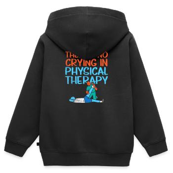 Es gibt kein Weinen im Physiotherapie-Therapeuten - Kinder Premium Organic Zip Hoodie - Schwarz - Hinten - AI Model Kid Male (0cm)