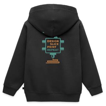Impression 3D | pour un passionné d’imprimantes 3D - Sweat Premium à capuche zippé enfant bio - noir - Dos - AI Model Kid Male (0cm)