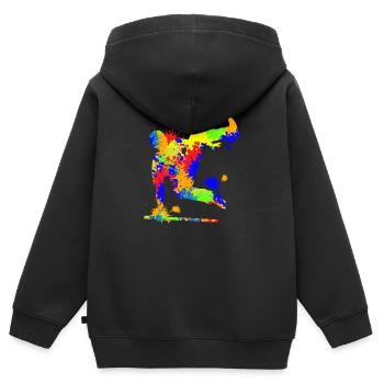 Parkour Freerunning Freerunner Traceur Kinder Jungen - Kinder Premium Organic Zip Hoodie - Schwarz - Hinten - AI Model Kid Male (0cm)