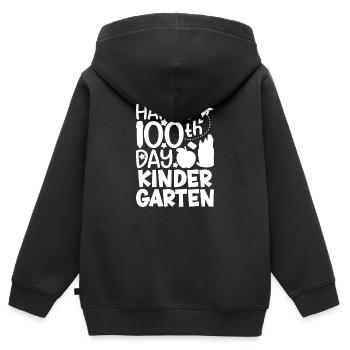 100e jour de maternelle Élève élève - Sweat Premium à capuche zippé enfant bio - noir - Dos - AI Model Kid Male (0cm)