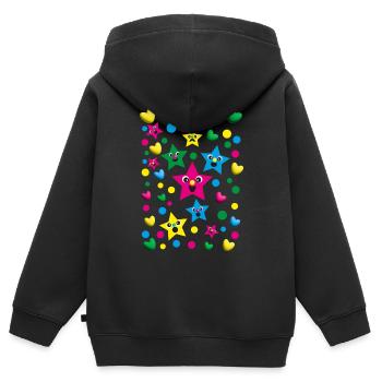 Geburtstags Herzen und Sterne in Pink. - Kinder Premium Organic Zip Hoodie - Schwarz - Hinten - AI Model Kid Male (0cm)