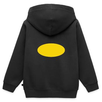 Fond ovale jaune - Sweat Premium à capuche zippé enfant bio - noir - Dos - AI Model Kid Male (0cm)