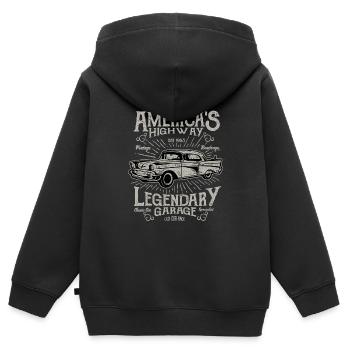 Americas Highway Vintage Retro Auto Motor Amerika - Kinder Premium Organic Zip Hoodie - Schwarz - Hinten - AI Model Kid Male (0cm)