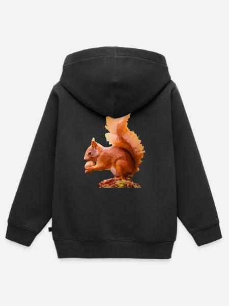 Kleines Eichhörnchen Aquarell - Kinder Premium Organic Zip Hoodie - Schwarz