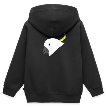 Cacatoès - perroquet - perroquet - Sweat Premium à capuche zippé enfant bio - noir - Dos - AI Model Kid Male (0cm)