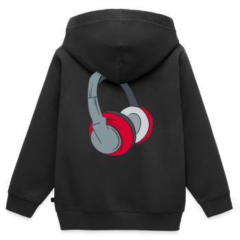 Kopfhörer - Musik Party Geschenk DJ - Kinder Premium Organic Zip Hoodie - Schwarz - Hinten - AI Model Kid Male (0cm)