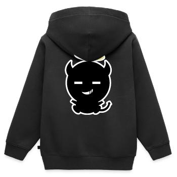 Petit bébé ange diable - Sweat Premium à capuche zippé enfant bio - noir - Dos - AI Model Kid Male (0cm)