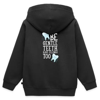 Zahn Zähne Wortspiel Zahnfüllung Lustige Sprüche - Kinder Premium Organic Zip Hoodie - Schwarz - Hinten - AI Model Kid Male (0cm)