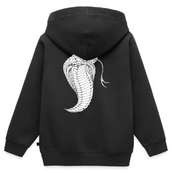 Serpent cobra serpent cobra - Sweat Premium à capuche zippé enfant bio - noir - Dos - AI Model Kid Male (0cm)