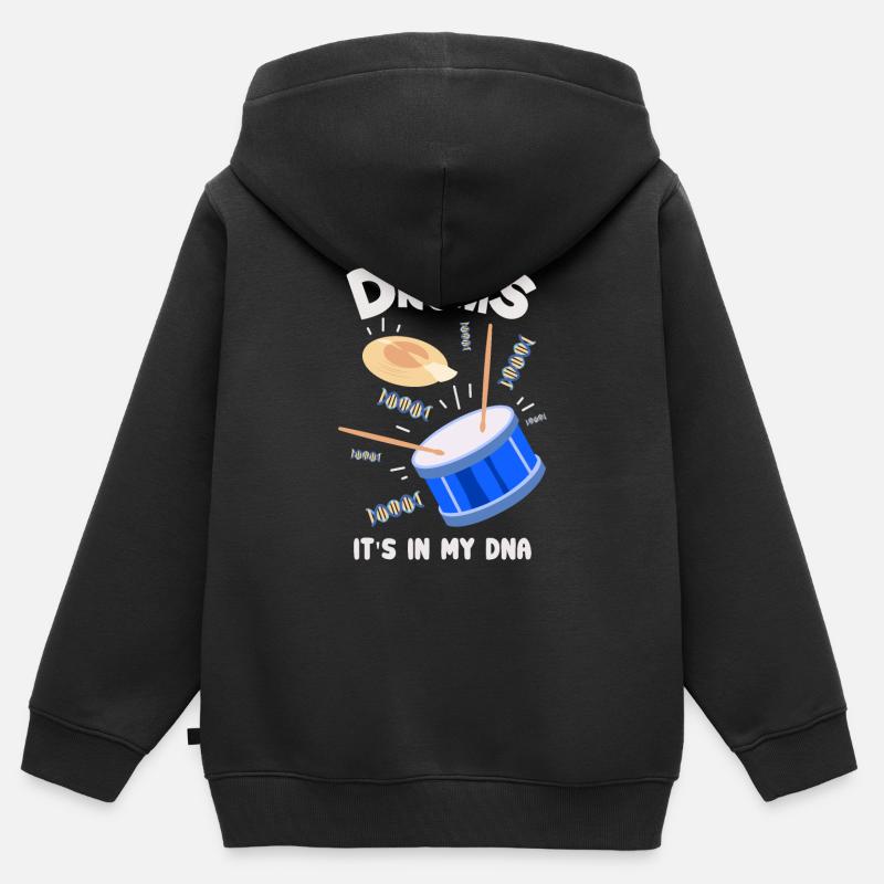 Batteurs - les tambours sont dans mon ADN - Sweat Premium à capuche zippé enfant bio - noir