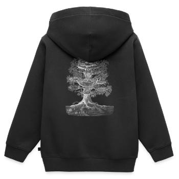 Yggdrasil the World Tree (pour les fonds sombres) - Sweat Premium à capuche zippé enfant bio - noir - Dos - AI Model Kid Male (0cm)