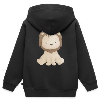 Bébé Lion - Sweat Premium à capuche zippé enfant bio - noir - Dos - AI Model Kid Male (0cm)