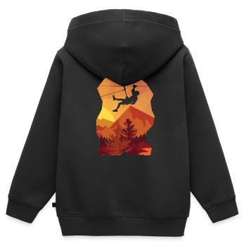 Grimpeur suspendu - Sweat Premium à capuche zippé enfant bio - noir - Dos - AI Model Kid Male (0cm)