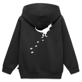 Piste de dinosaure pistes Dino Tyrannosaurus T-Rex - Sweat Premium à capuche zippé enfant bio - noir - Dos - AI Model Kid Male (0cm)