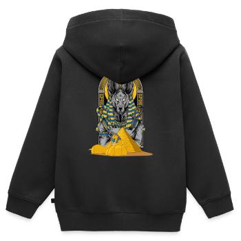 Égypte - Sweat Premium à capuche zippé enfant bio - noir - Dos - AI Model Kid Male (0cm)