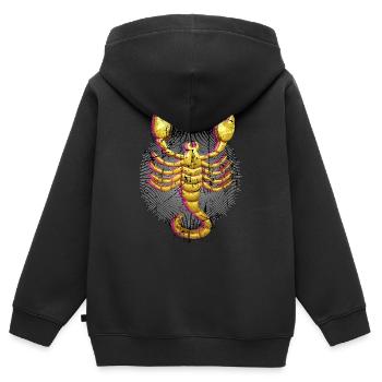 skorpion golden schein grunge esoterik horoskop - Kinder Premium Organic Zip Hoodie - Schwarz - Hinten - AI Model Kid Male (0cm)